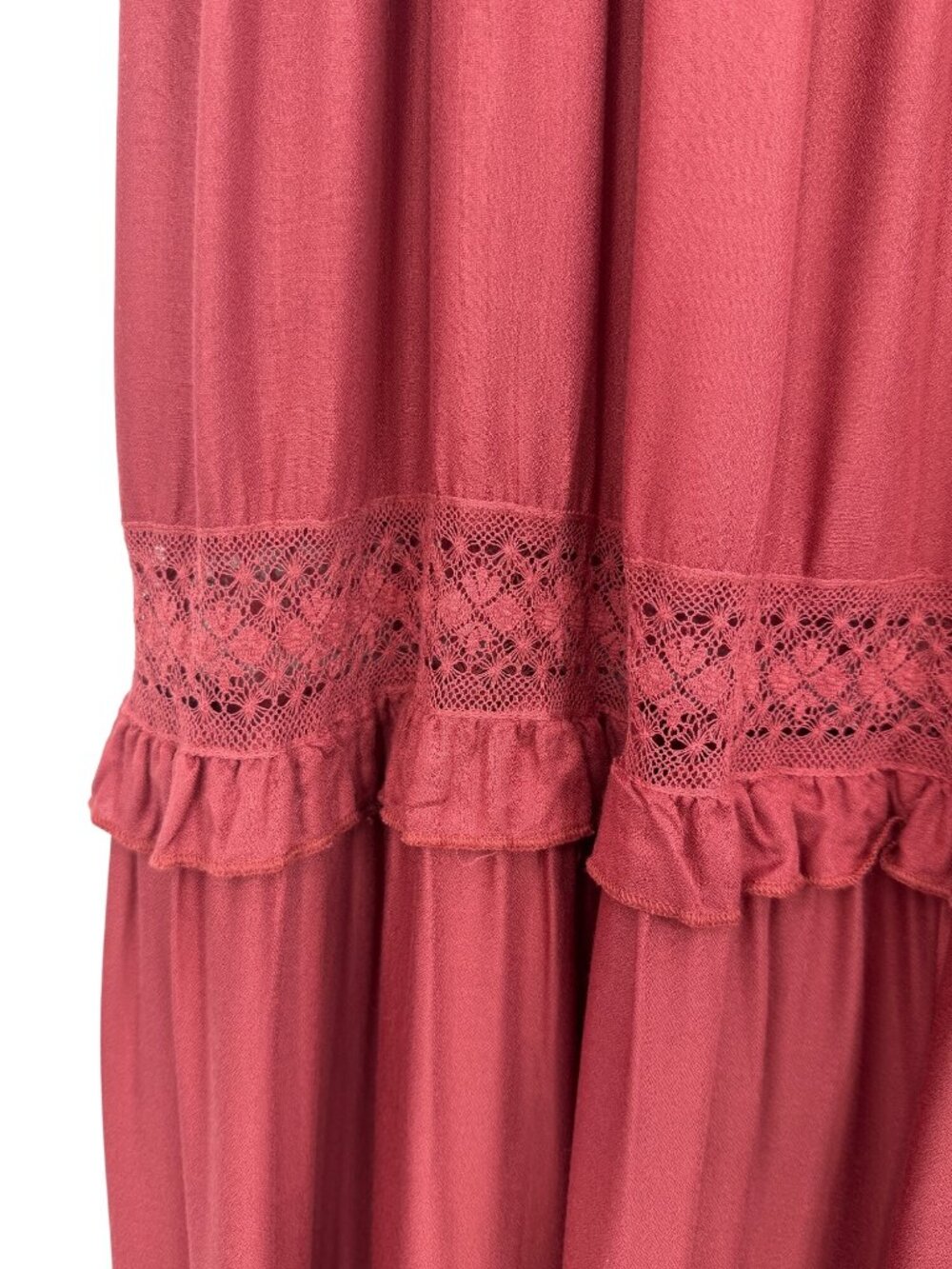 Free People Lace Trim Tiered Ruffle Maxi Slip Dress M | Whimsical Ethereal Boho - Picture 11 of 16